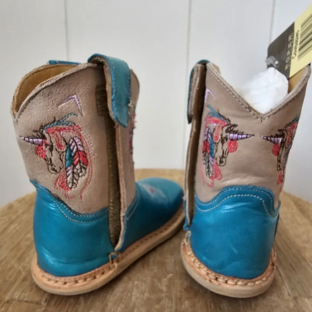 NEW Roper Cowbabies Unicorn Teal Cowboy Boots